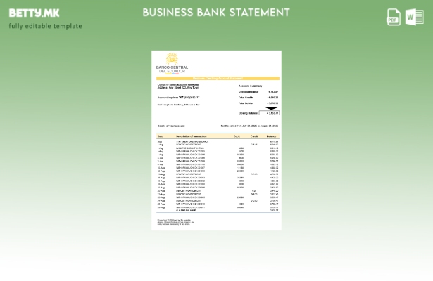 модерен стил Организацијата на Централната банка на Еквадор која проверува извод